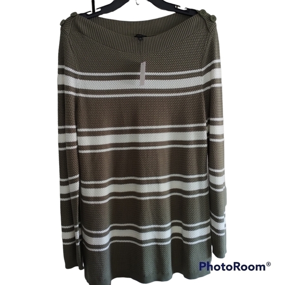 Talbot's Basket Weave Sweater - Stripe  L - Picture 3 of 15